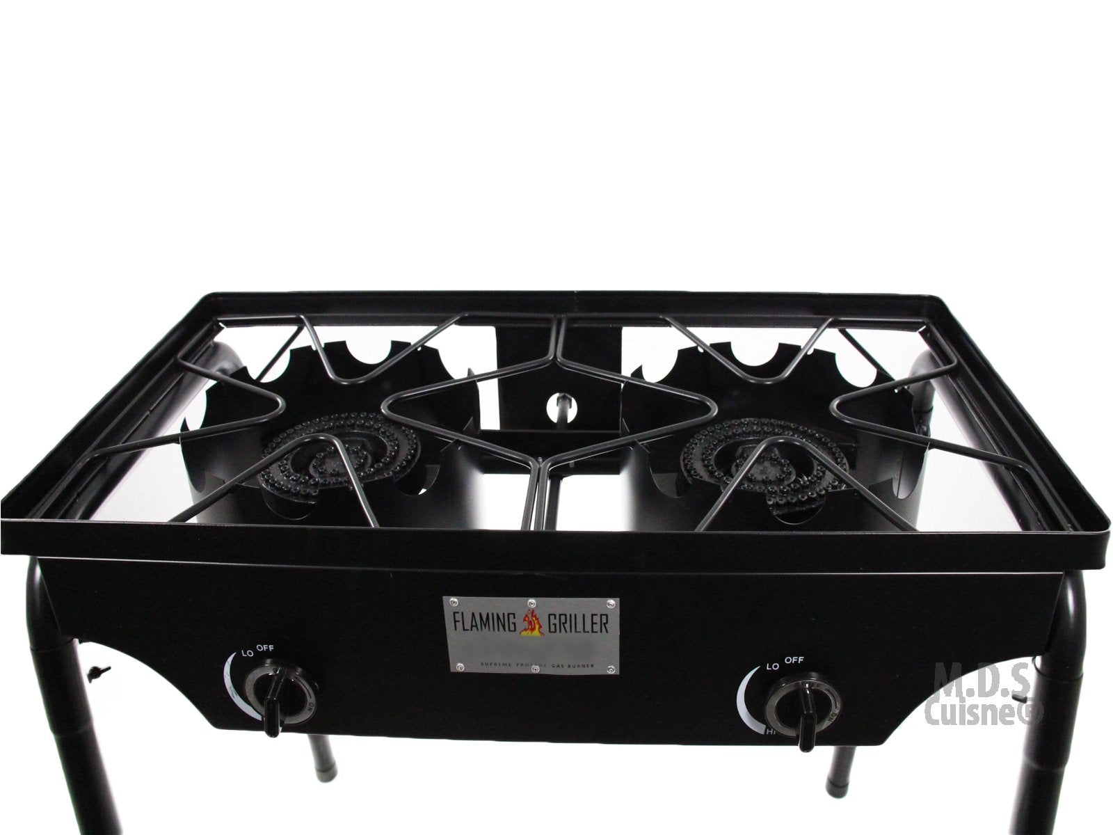 M.D.S Cuisine Cookwares Double Two Burner Stove Heavy Duty Outdoor Stand Portable Bbq Grill Camping