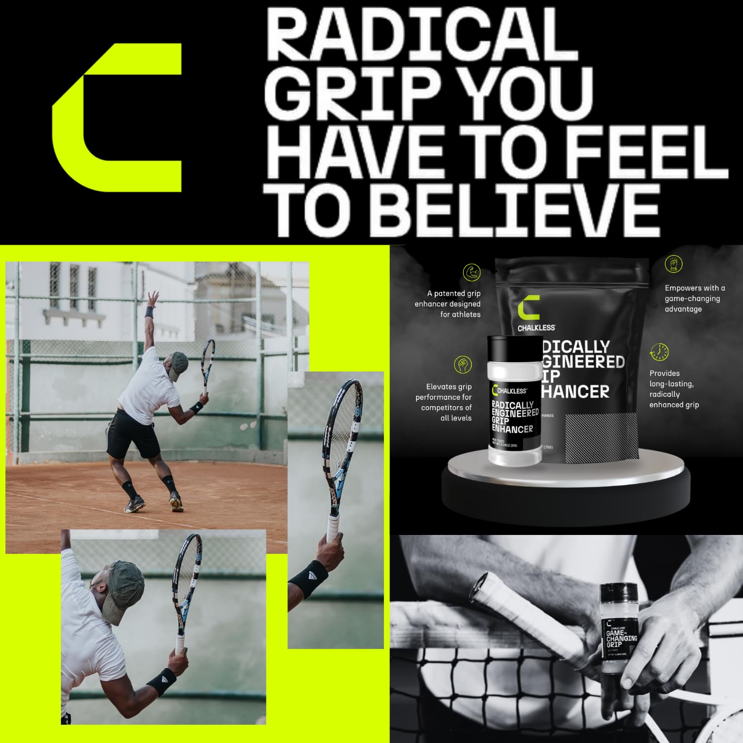 Chalkless Grip Enhancer, Less Mess Non Toxic Replacement for Liquid Chalk, Grip Solution for Weightlifting, Gaming, Tennis, Golf