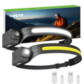 Lepro LED Headlamp Rechargeable - Super Bright Motion Sensor Head lamp with 1200 mAh Battery, 230COB Wide Beam & Adjustable Spot