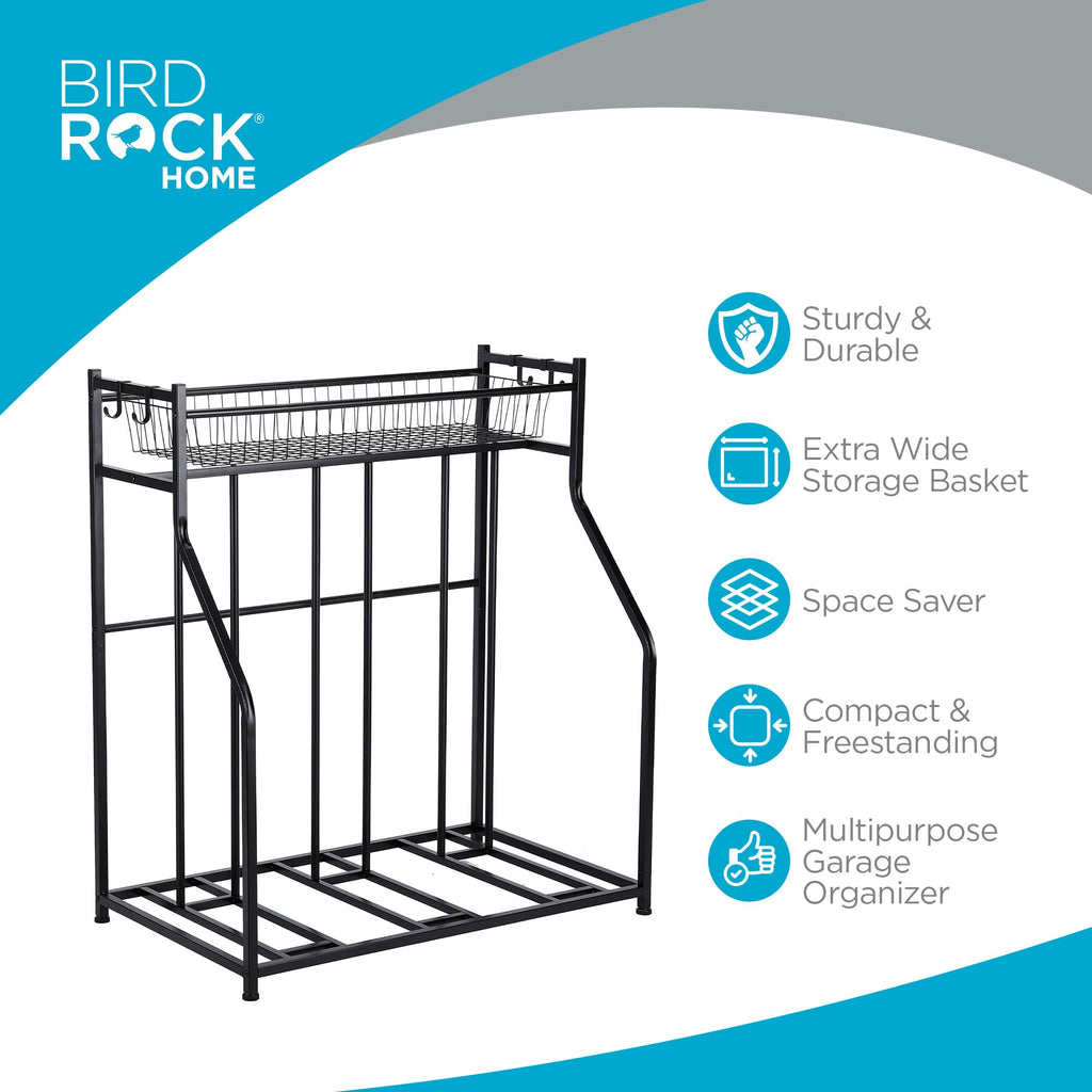 Birdrock Home Garage Bike Storage & Stand | Holds 3 Bicycles | Garage Organizer & Sports Storage Station | Black