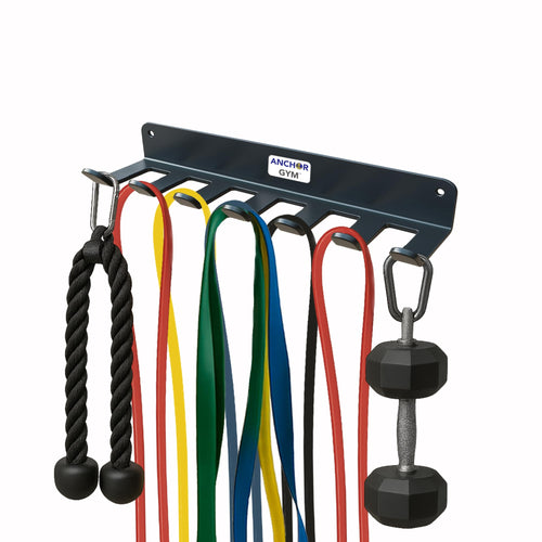 Anchor Gym Resistance Band Storage Rack - Gym Rack Organizer for Ropes, Straps & Small Dumbbells - (L-17 Inches) - (Screws Inclu