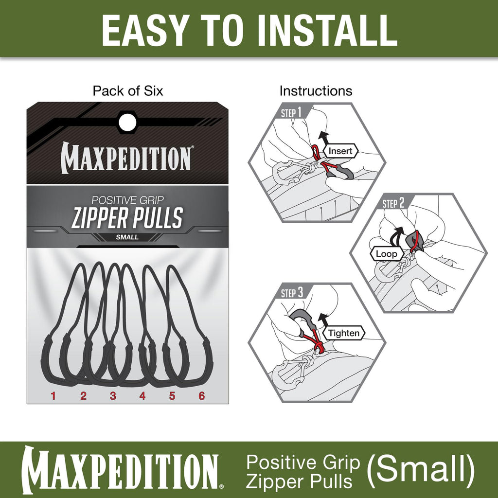 Maxpedition Positive Grip Zipper Pulls (Pack Of 6) (Small) (Tan)