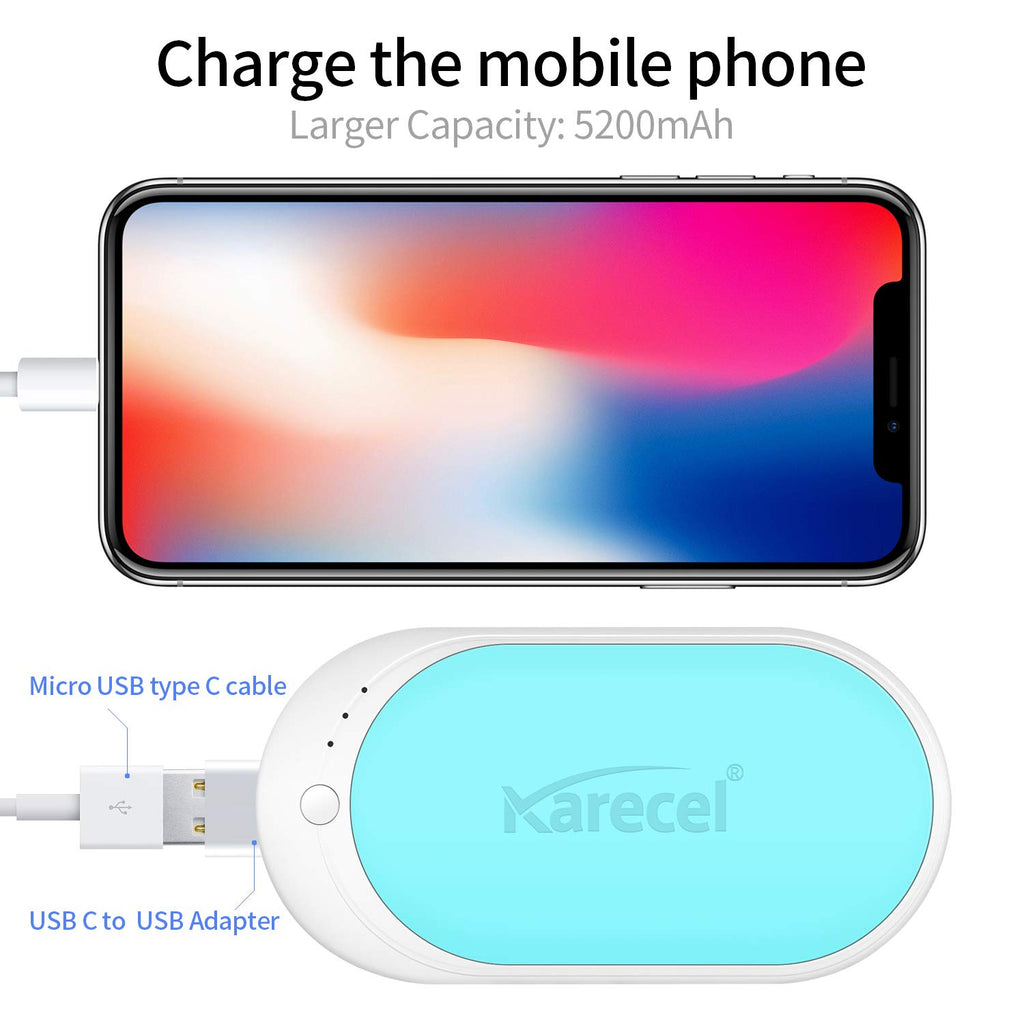 Karecel Hand Warmers Rechargeable, Usb Hand Warmer Reusable 5200Mah Powerbank Portable Heater Battery Hot Pocket Warmer Electric