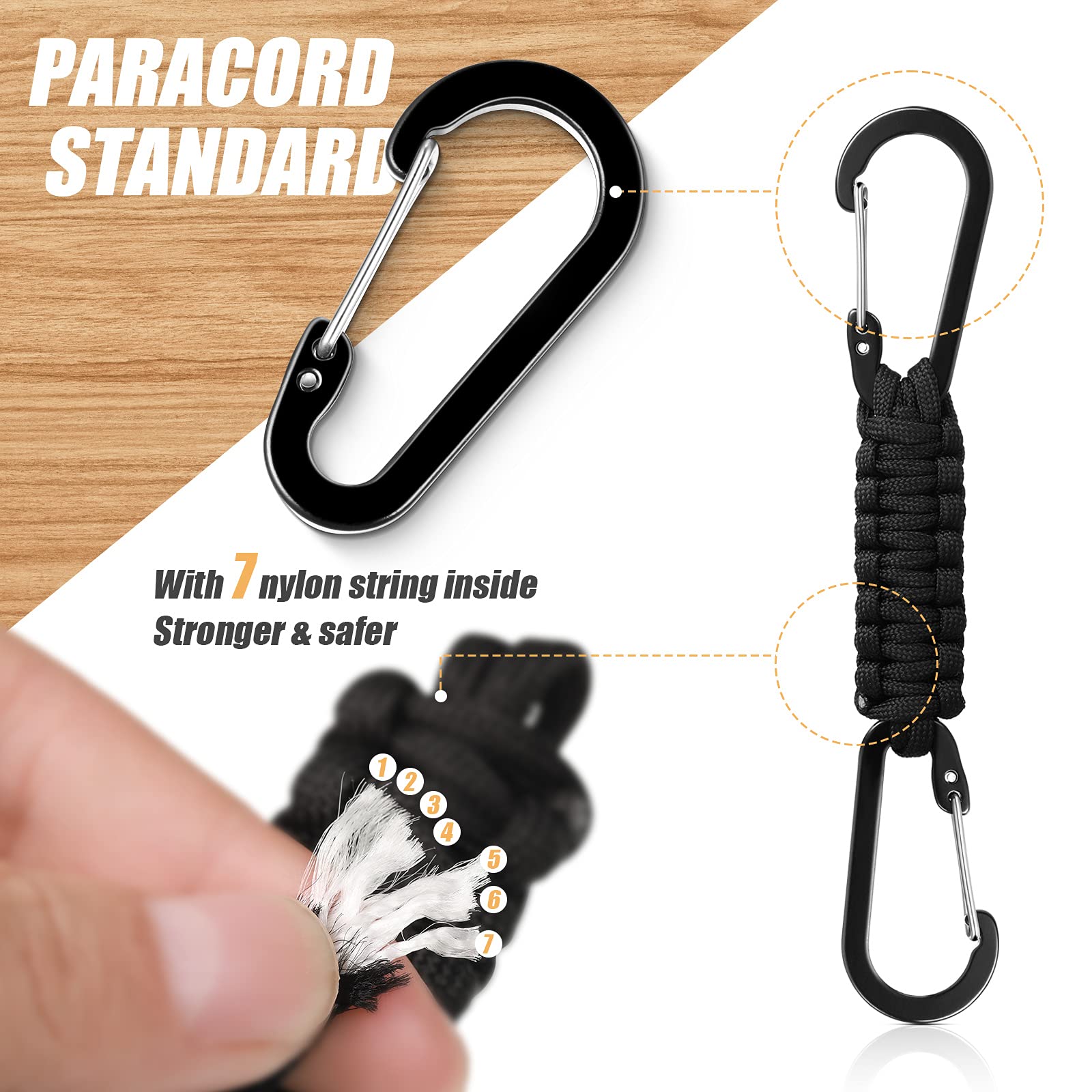 Ferraycle 5 Pieces Paracord Keychain Braided Paracord Lanyard Clips For Camping Hiking Clip Water Bottle Keys Backpack Tools (Bl