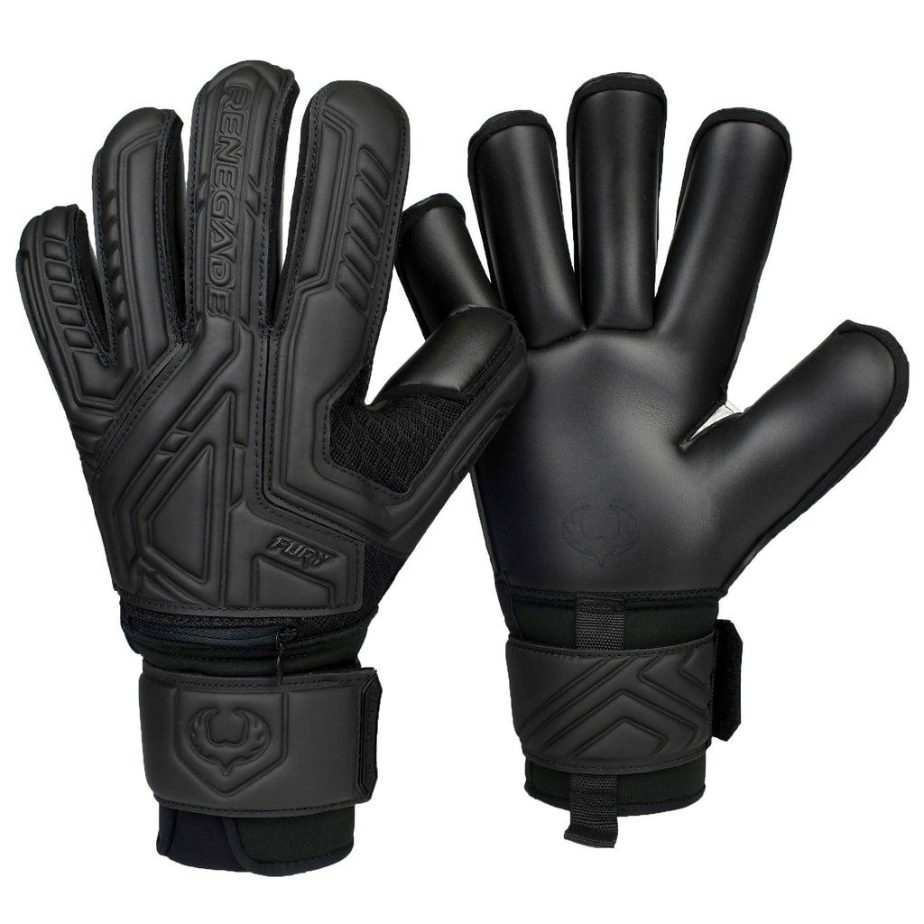 Renegade Gk Fury Nightfall Goalie Gloves With Pro-Tek Finger Spines | 4Mm Giga Grip & 4Mm Duratek | Black Soccer Goalkeeper Glov