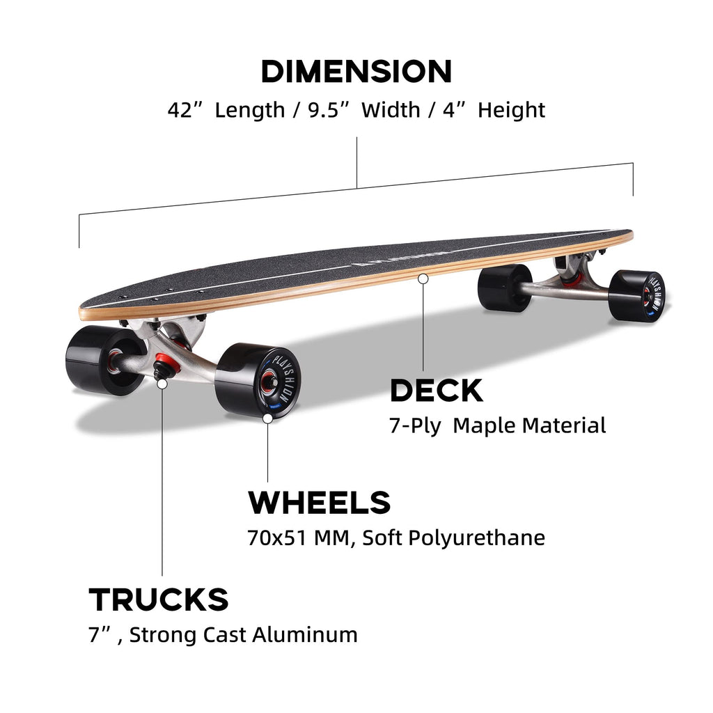 Playshion 39 Inch Drop Through Freestyle Longboard Skateboard Cruiser Coconut Tree