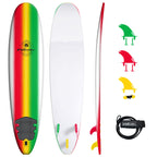 WAVESTORM Classic Soft Top Foam 8ft Surfboard (Rasta