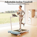Walking Pad Treadmill With Handle Bar, 3.0Hp Small Foldable Treadmills For Home With App Remote Control And Led Display, 7.5Mph