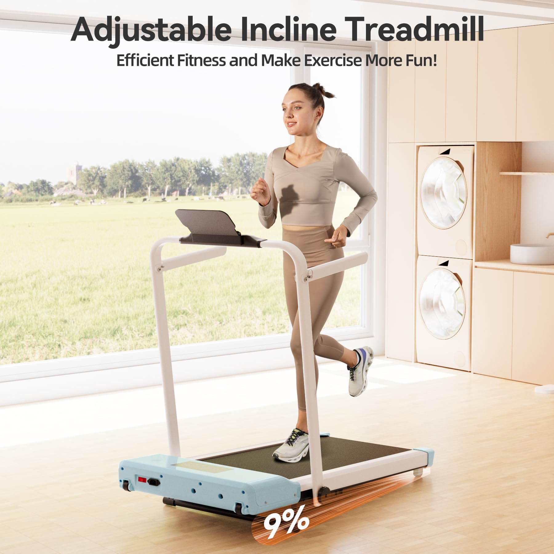 Walking Pad Treadmill With Handle Bar, 3.0Hp Small Foldable Treadmills For Home With App Remote Control And Led Display, 7.5Mph