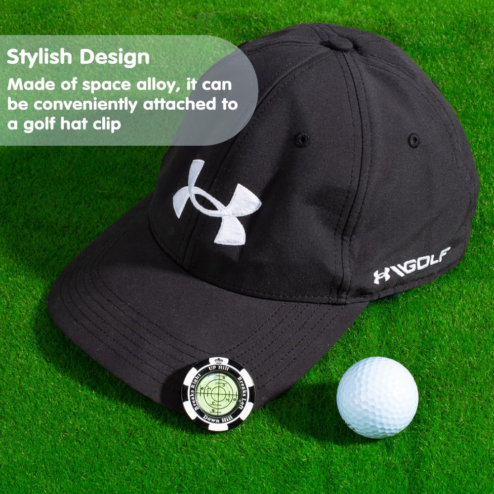 Slopemaster Progreen Reader - Golf Hat Clip Ball Marker With High Precision Green Reading Aid Golf Accessories For Men Women(Bla