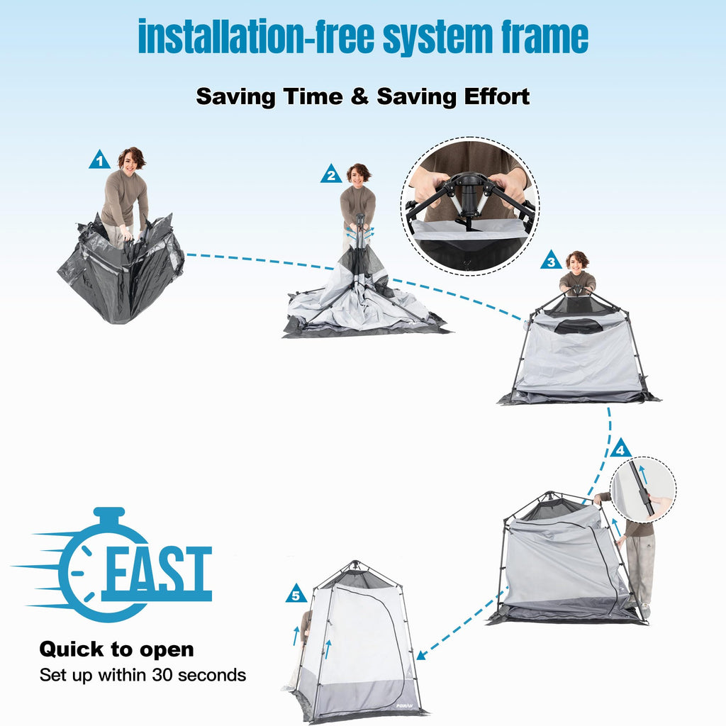 Portable Camping Shower Tent Deluxe Changing Room With Shower Bag Easy Set Up Privacy Shelter,Large Toilet Tent With Floor Drain