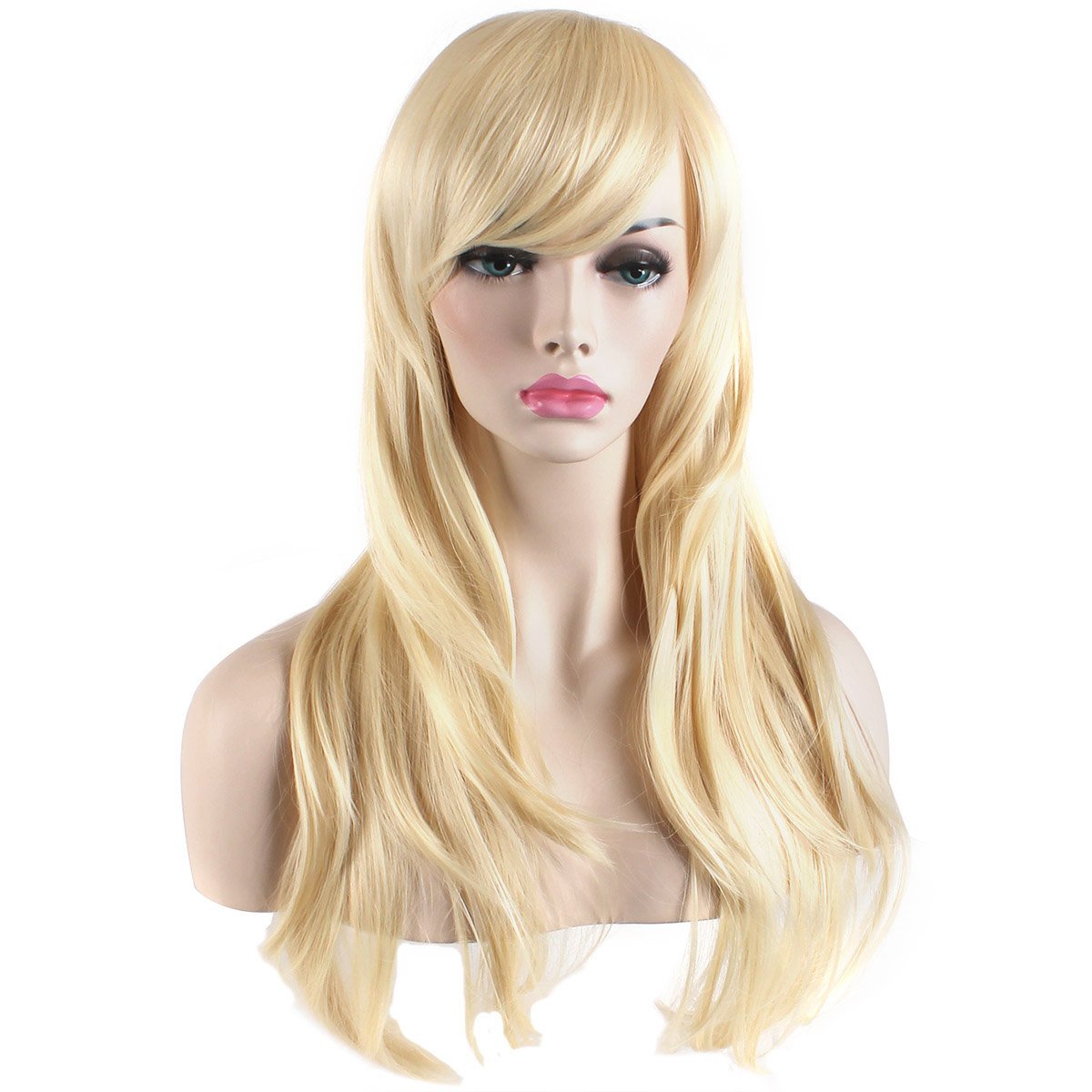 Akstore 28 70Cm Fashion Wigs Long Wavy Curly Hair Cosplay Wig  Wig Cap (Golden)