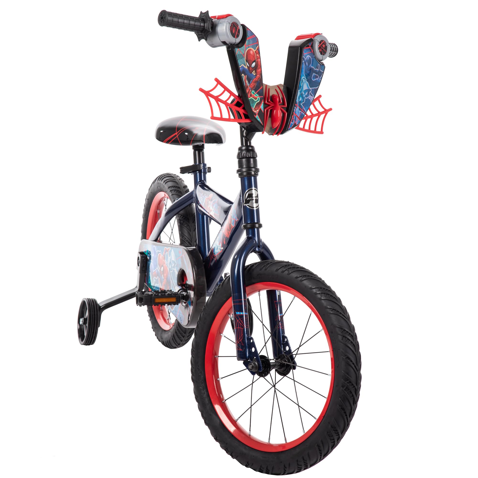 Huffy Marvel Spiderman 16 Inch Kid'S Bike, Ideal For Ages 4-6 Years Old, Training Wheels Included, Quick Connect Assembly, Fun A