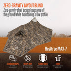 ALPS OutdoorZ Zero-Gravity Layout Blind - Advanced Hunting Blind in Realtree MAX-7, with Flared Fabric, Heavy-Duty Stakes, Padde