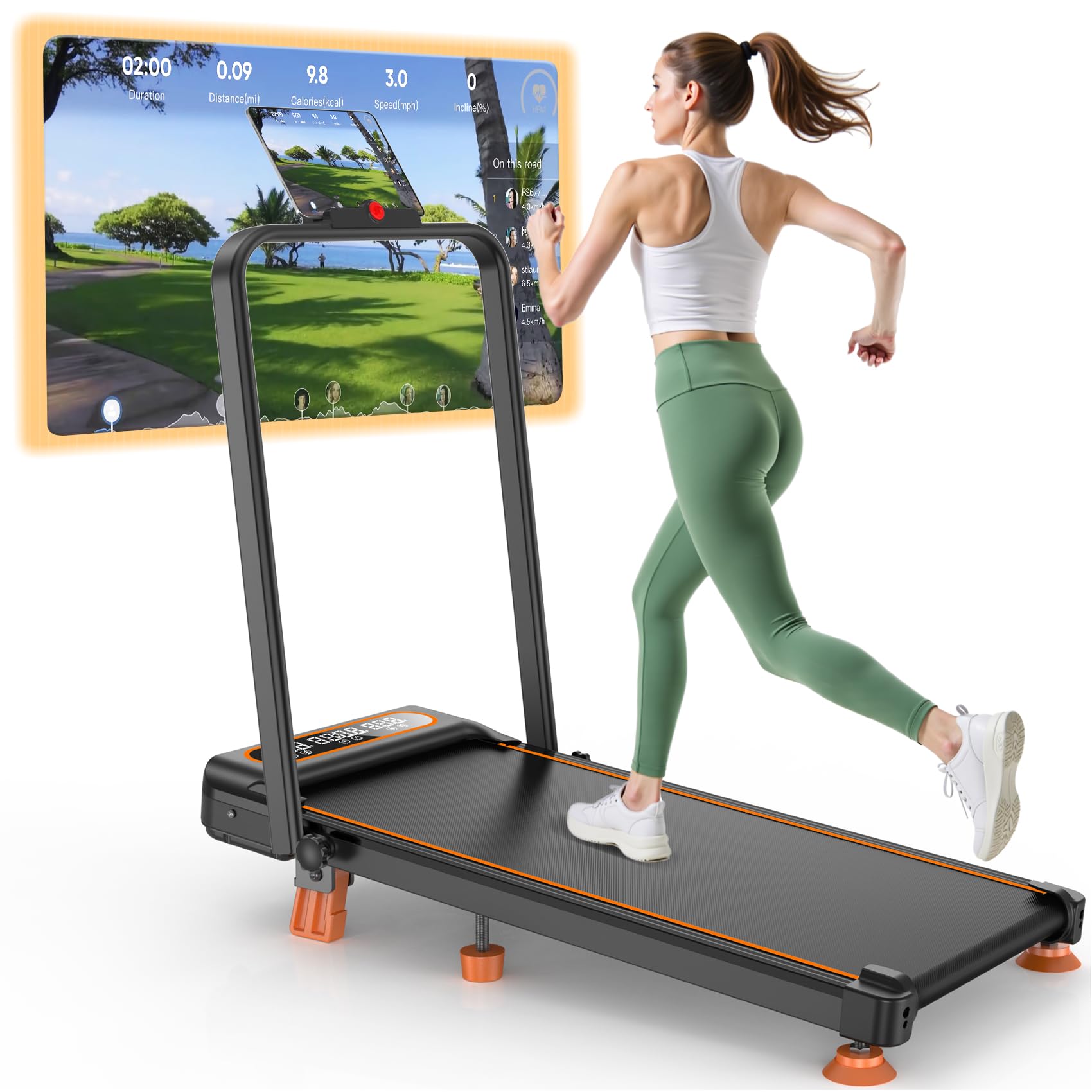 Walking Pad Treadmill With Incline, Upgraded 3.5Hp Walking Pad With Handle Bar, 350Lbs Foldable Portable Treadmills For Home Off