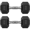 HANDBODE 25LB Hex Dumbbell Pair, Rubber Encased Hexagonal Hand Weights for Strength Training, Workouts & Exercise