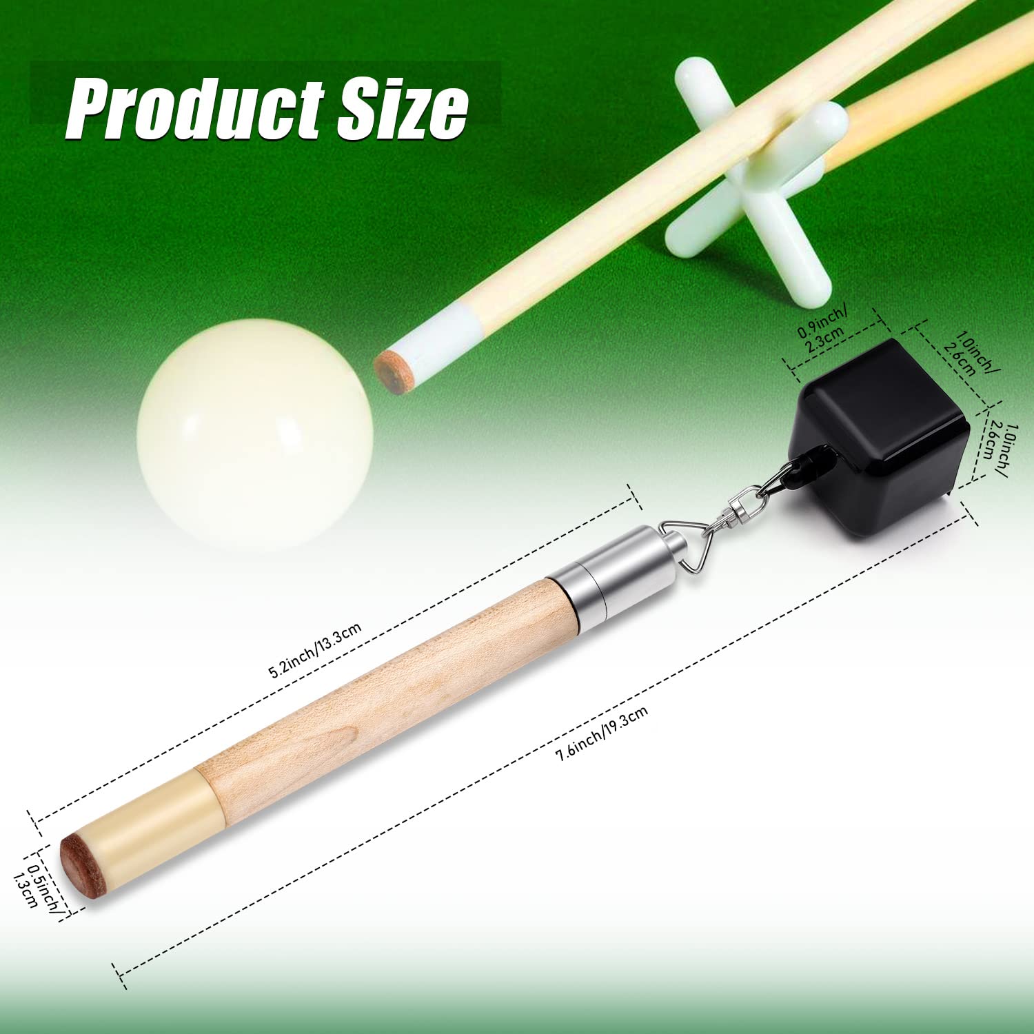 Tobwolf Chalk Holder For Billiards, 2 In 1 Pool Cue Chalk Holder, Portable Wooden Pool Snooker Chalk Holder, Billiard Cue Tip Pr