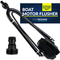 Five Oceans Outboard Motor Muffs, Dual Feed Muff Boat Motor Flusher, Black Pvc Marine Grade Rectangular Muffs, Coated Steel Brac