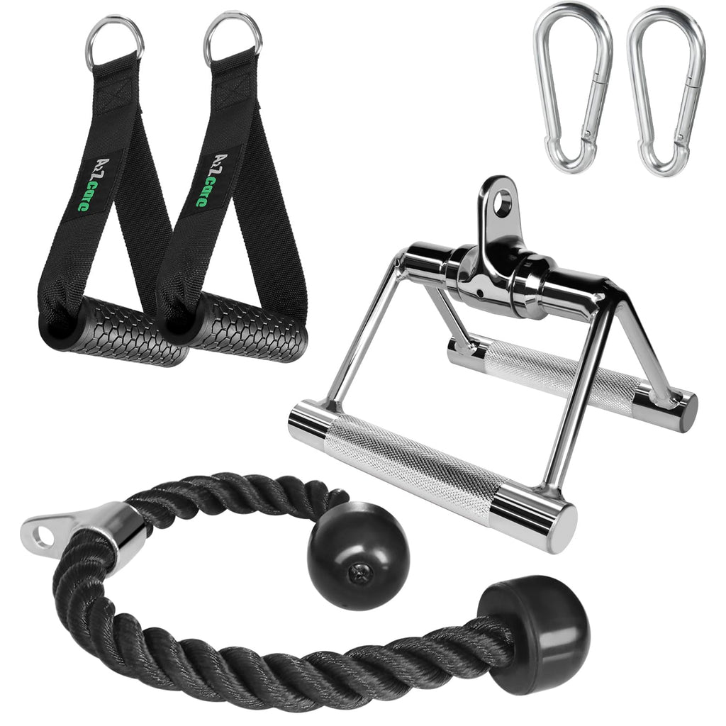 A2Zcare Combo Tricep Press Down Cable Attachment - Cable Machine Accessories For Home Gym With Multi Option (F. Combo V-Handle W