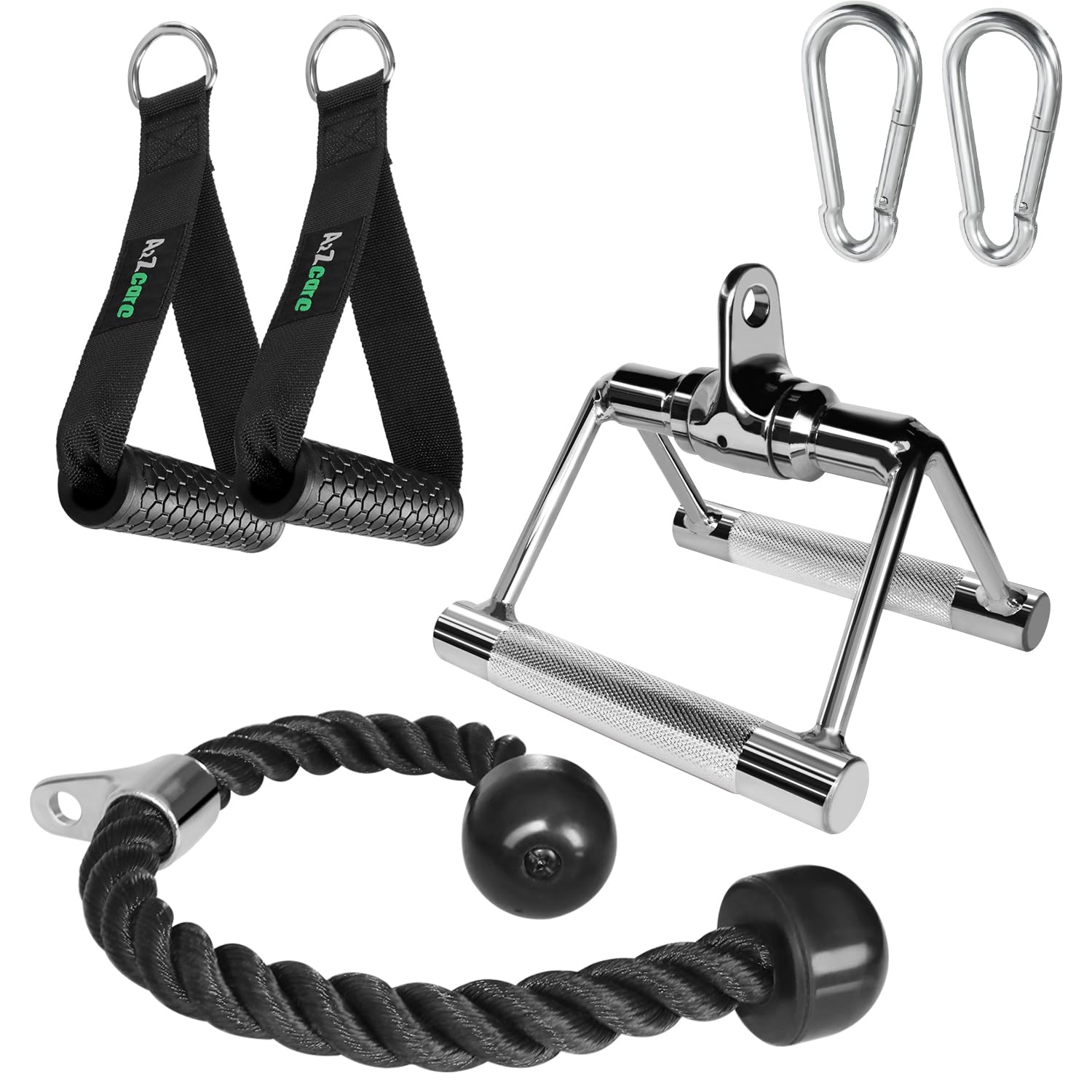 A2Zcare Combo Tricep Press Down Cable Attachment - Cable Machine Accessories For Home Gym With Multi Option (F. Combo V-Handle W