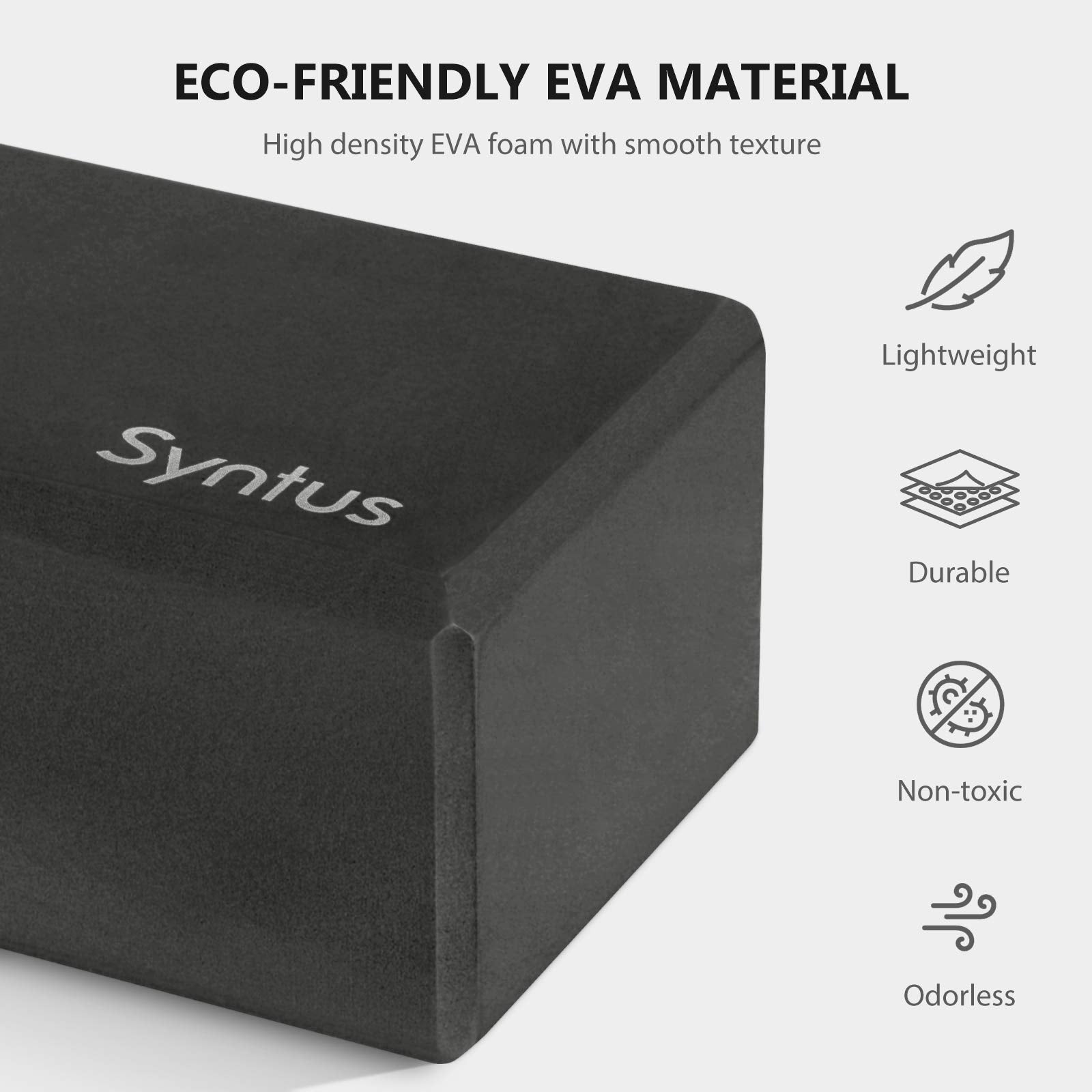 Syntus Yoga Block And Yoga Strap Set, 2 Eva Foam Soft Non-Slip Yoga Blocks 9   6   4 Inches, 8Ft Metal D-Ring Strap For Yoga, Ge