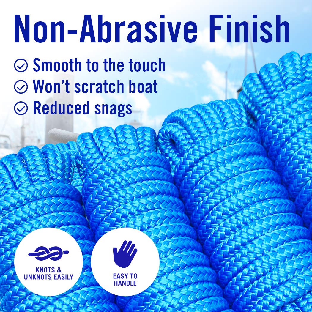 Dock Lines Boat Ropes For Docking 3/8'' Line Double Braided Mooring Marine Rope 15Ft Nylon Rope Boat Dock Line For Docking Ropes