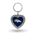 Rico Industries Nfl Denver Broncos Metal Rhinestone Heart Keychain, 1.38 X 3-''