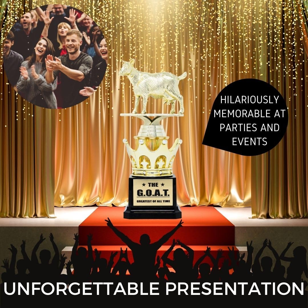 Goat Trophy - G.O.A.T. - Greatest Of All Time Funny Trophy Award With Option For Custom Plate - Appreciation Gift For Boss, Cowo