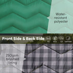 Unikome Lightweight & Waterproof Outdoor Camping Travel Blanket, Puffy Down Alternative With Corner Loops, 7552, Green