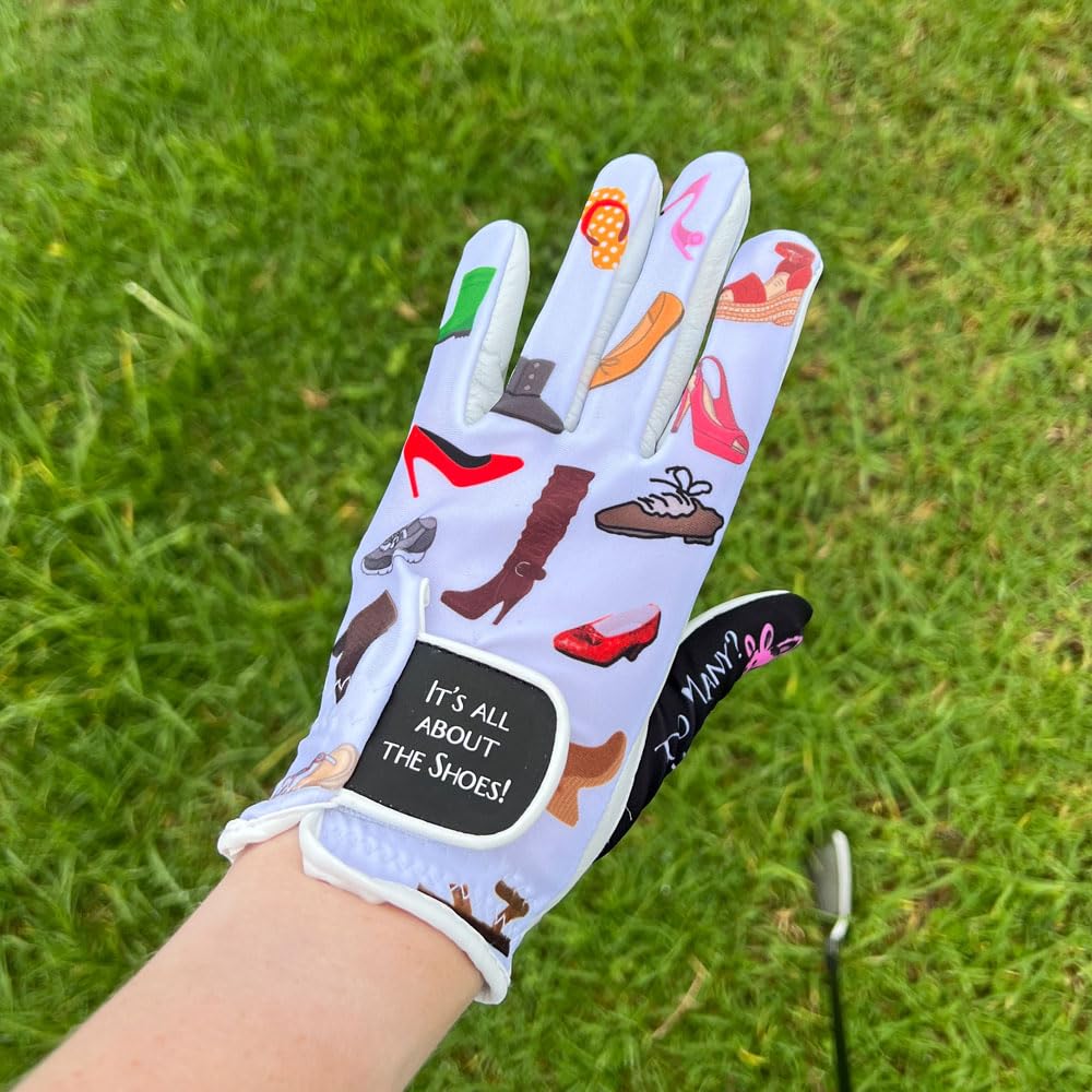 Giggle Golf Women'S Golf Glove (X-Large, Worn On Right Hand, It'S All About The Shoes)
