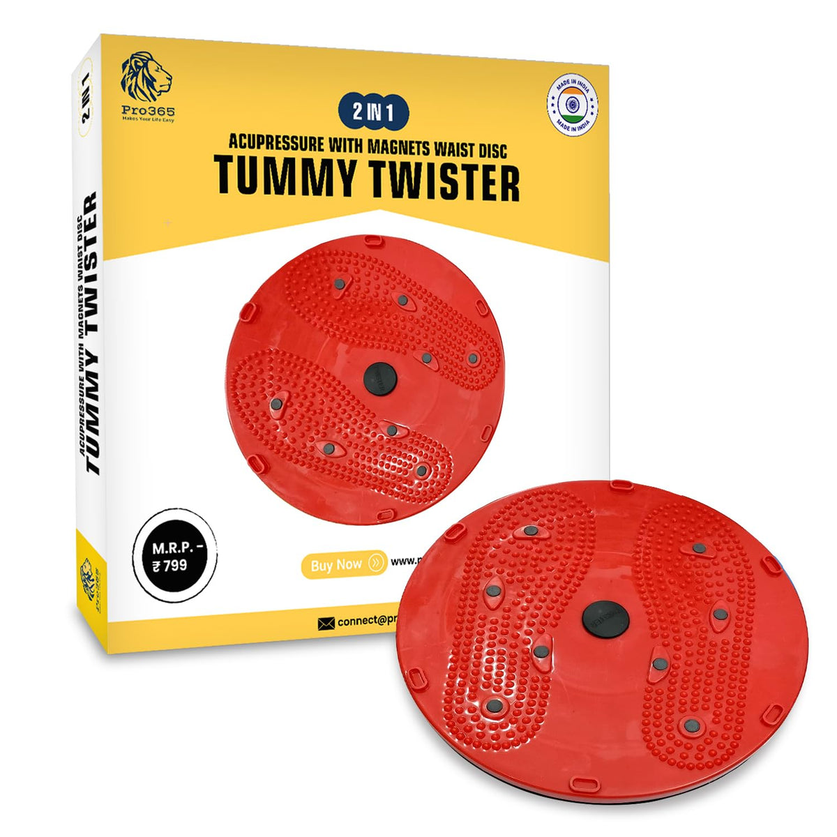 PRO365 Waist Disc Acupressure With Magnets Reflexology Slimming Abdominal 2 in 1 tummy twister Ab Exerciser (Random Color)