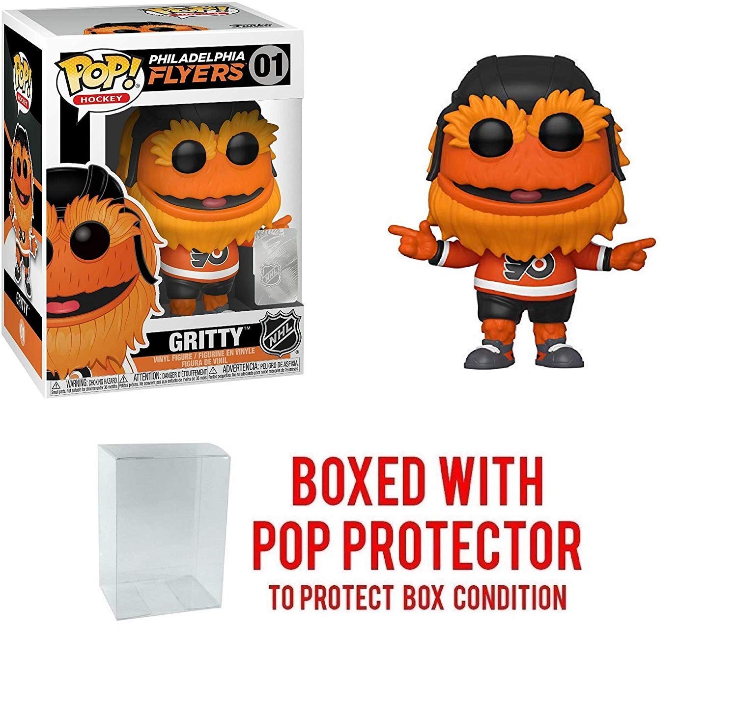 Pop Sports NHL Mascots Philadelphia Flyers Gritty Vinyl Figure #01 (Bundled with a Compatible Protector to Protect Display Box)