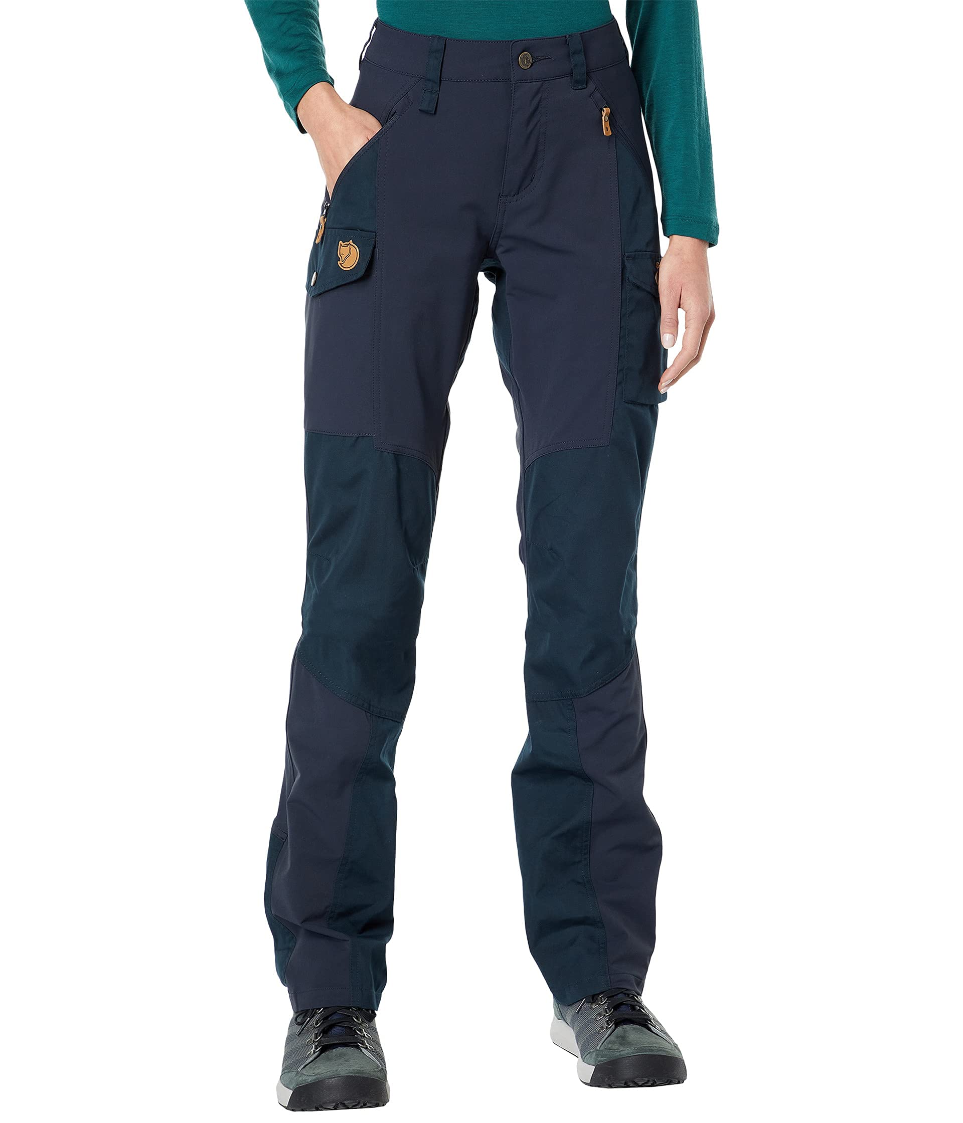 Fjllrven Nikka Curved Womens Trekking Trousers - Water Resistant, Reinforced Fabric, Curved Fit - Hiking, Trekking, Dark Navy, 