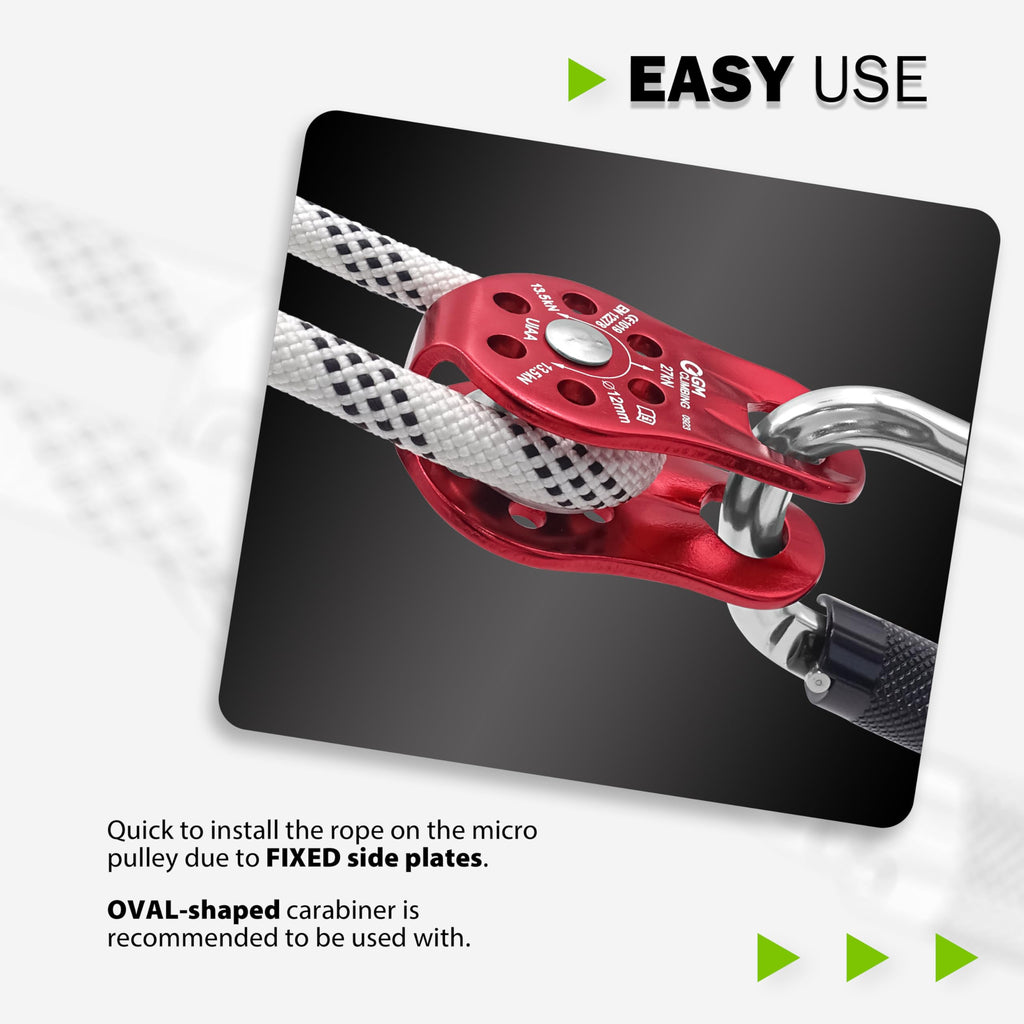Gm Climbing 27Kn Fixed Micro Pulley Ce Uiaa Certified Slack Tender For Hitch Tending (Pack Of 2)