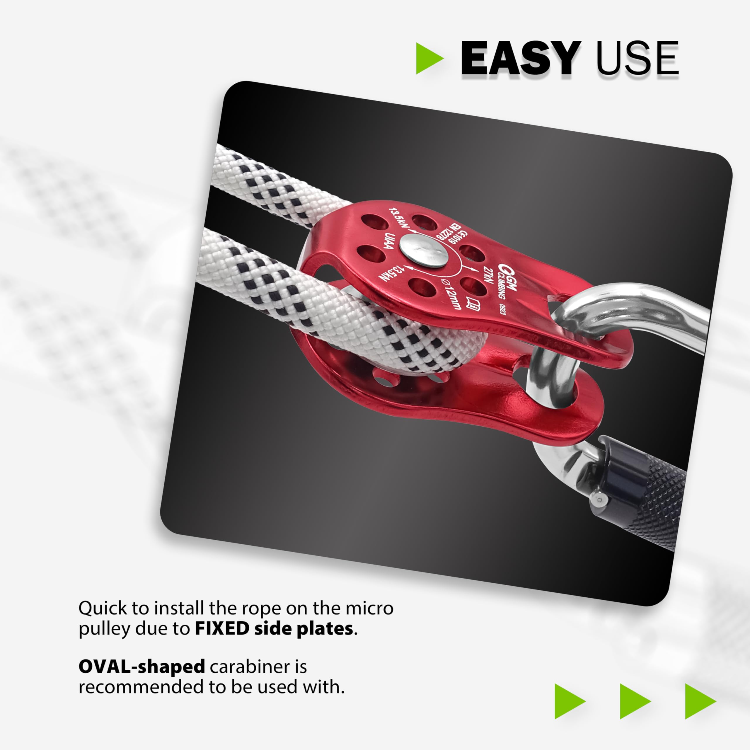 Gm Climbing 27Kn Fixed Micro Pulley Ce Uiaa Certified Slack Tender For Hitch Tending (Pack Of 2)