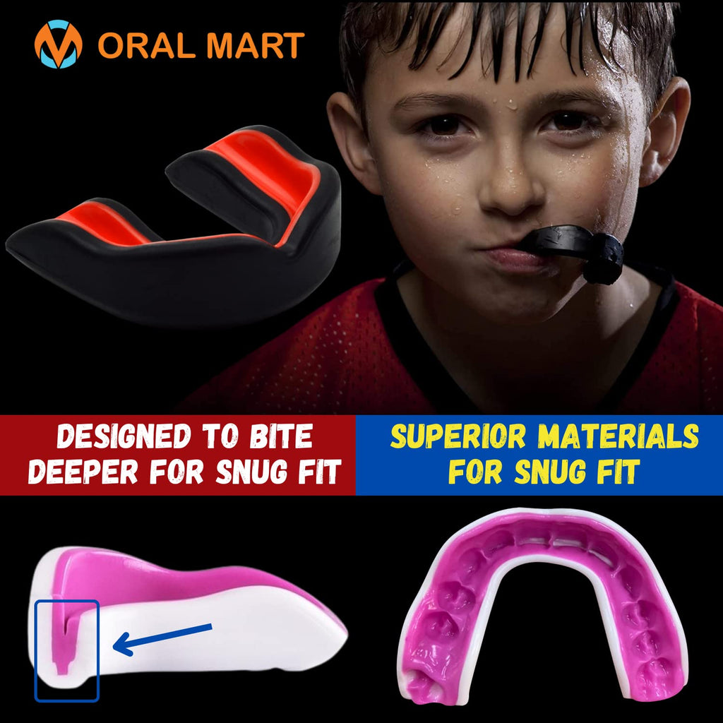 Oral Mart Black/Red Youth Mouth Guard For Kids - Youth Mouthguard For Karate, Flag Football, Martial Arts, Taekwondo, Boxing, Fo