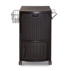 Suncast Patio Garbage Waste Trash Can Bundled W/ Patio Cooler W/ Cabinet & Wire Basket