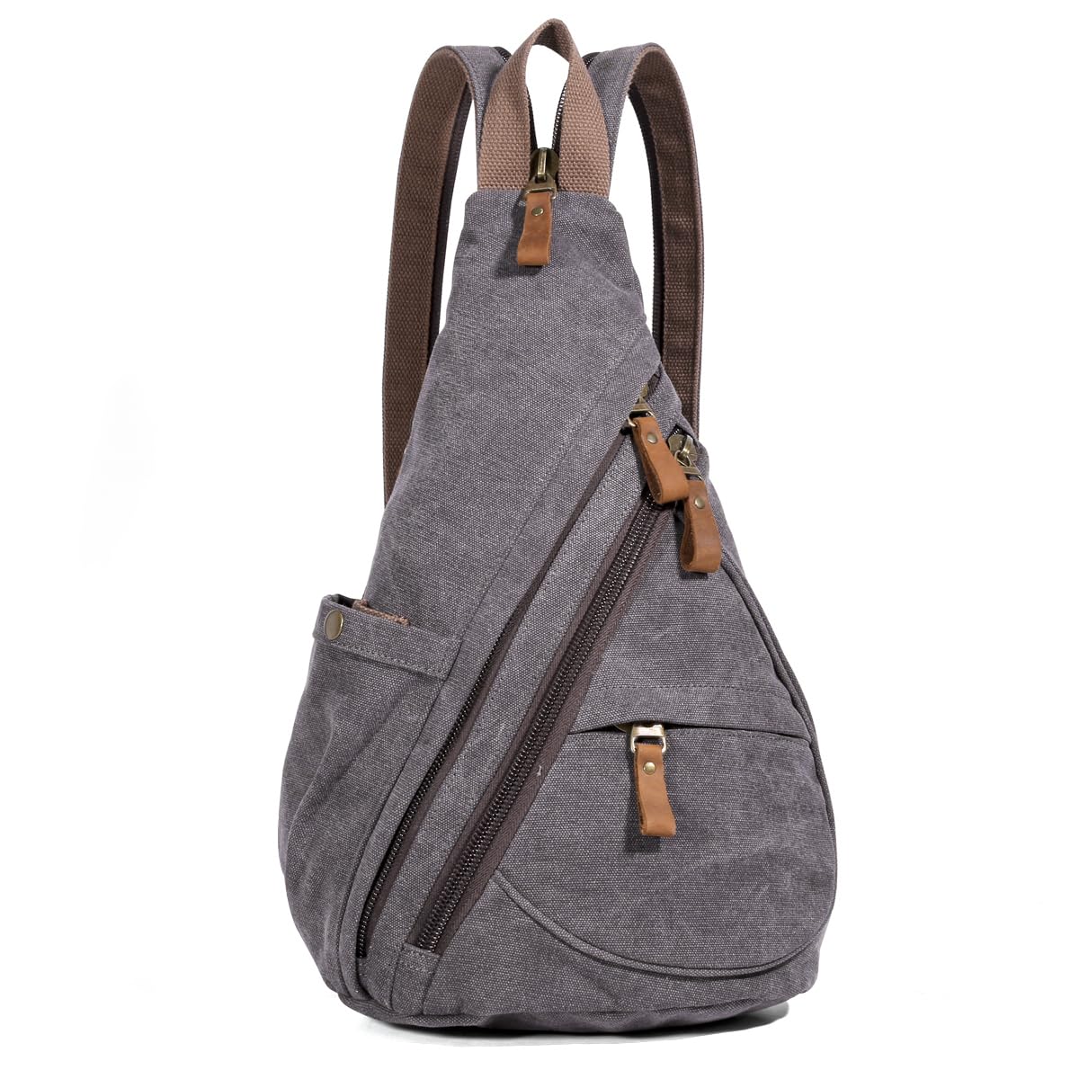 Kl928 Canvas Sling Bag  Small Crossbody Backpack Shoulder Casual Daypack Rucksack For Men Women(Large Version), CanvasD.Grey, 