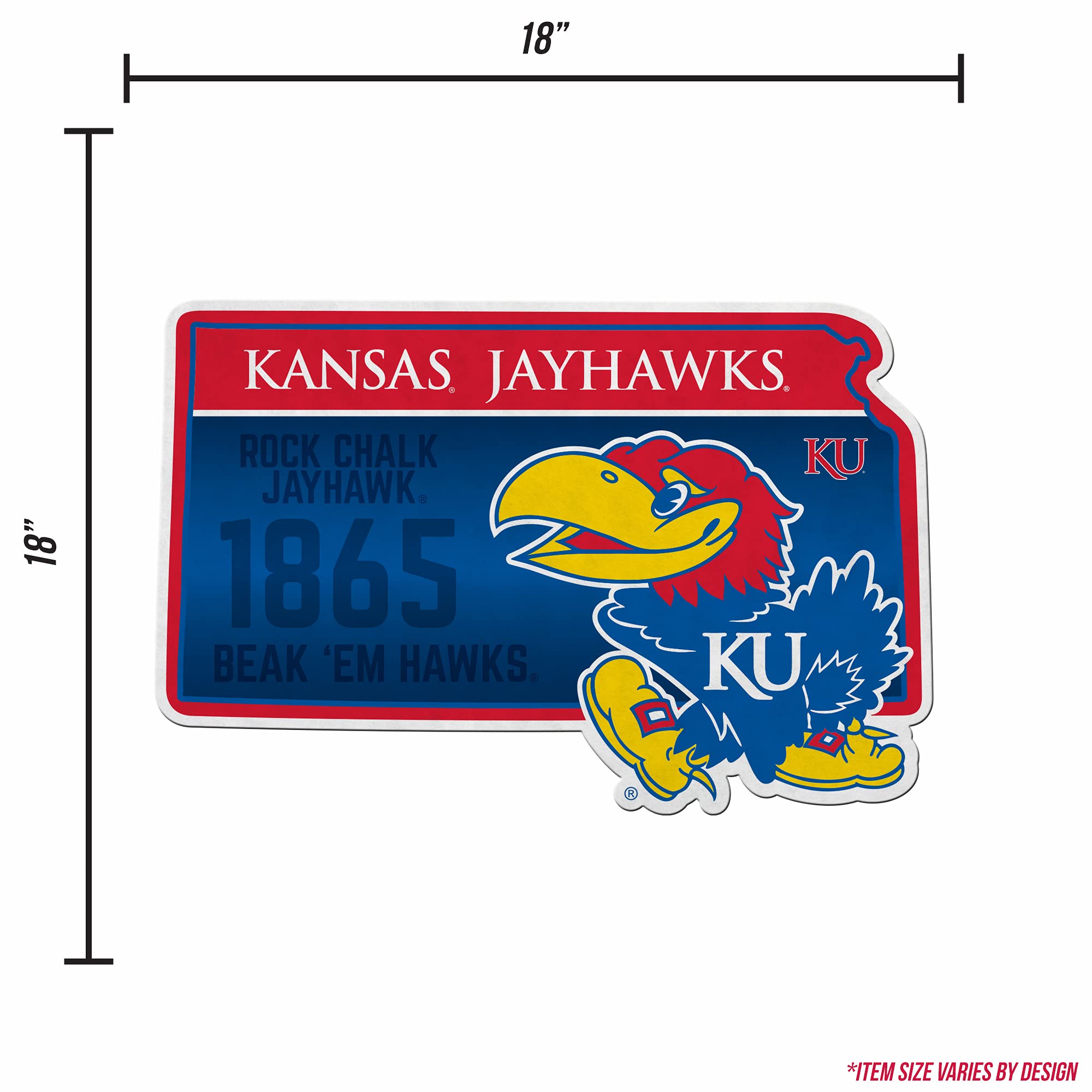 Rico Industries Ncaa Kansas Jayhawks State Shape Shape Cut Pennant - Home And Living Room D  Cor - Soft Felt Ez To Hang