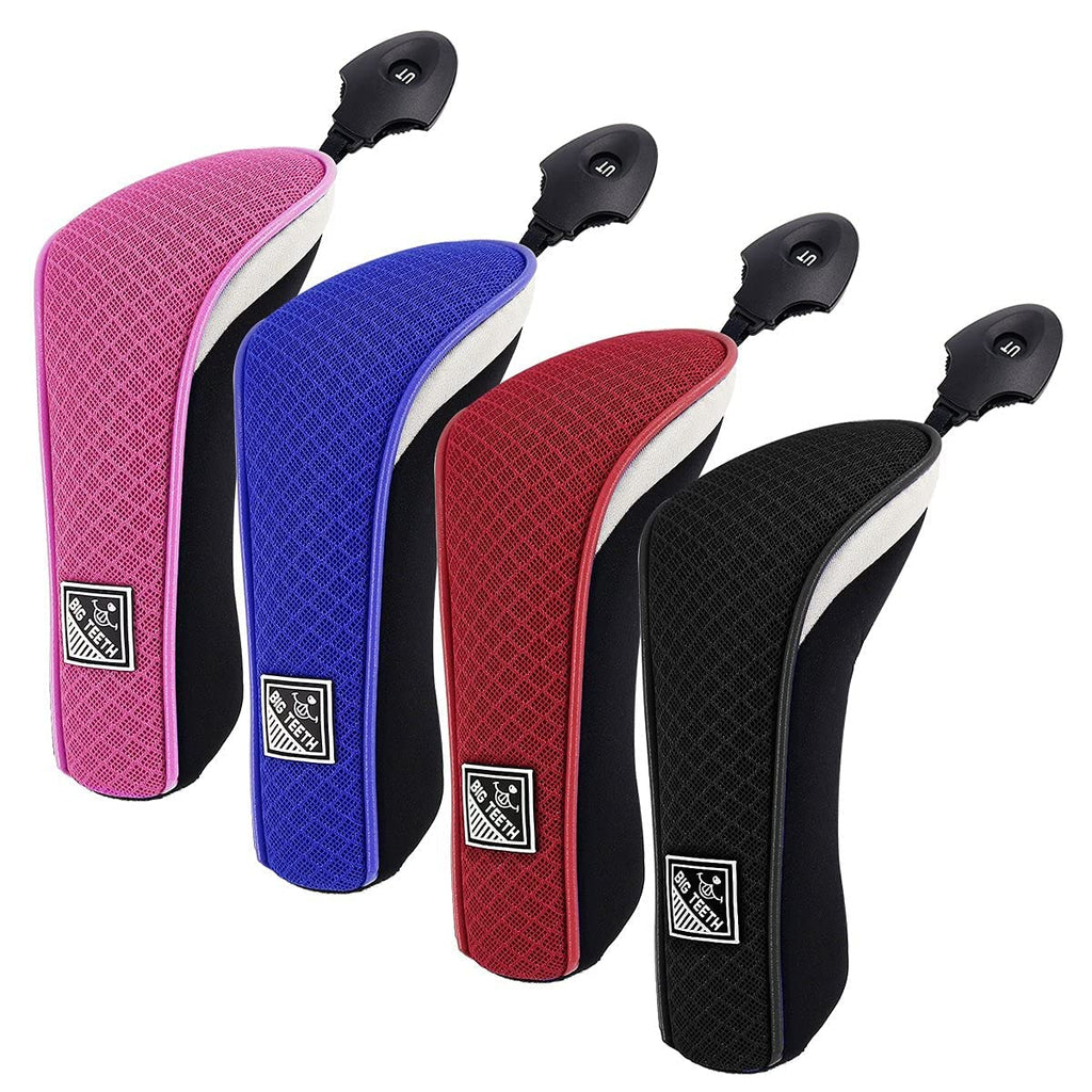 Big Teeth Golf Hybrid Head Covers Set Headcovers Utility Ut Club Protector Meshy With Interchangeable Number Tag (2 Pcs)