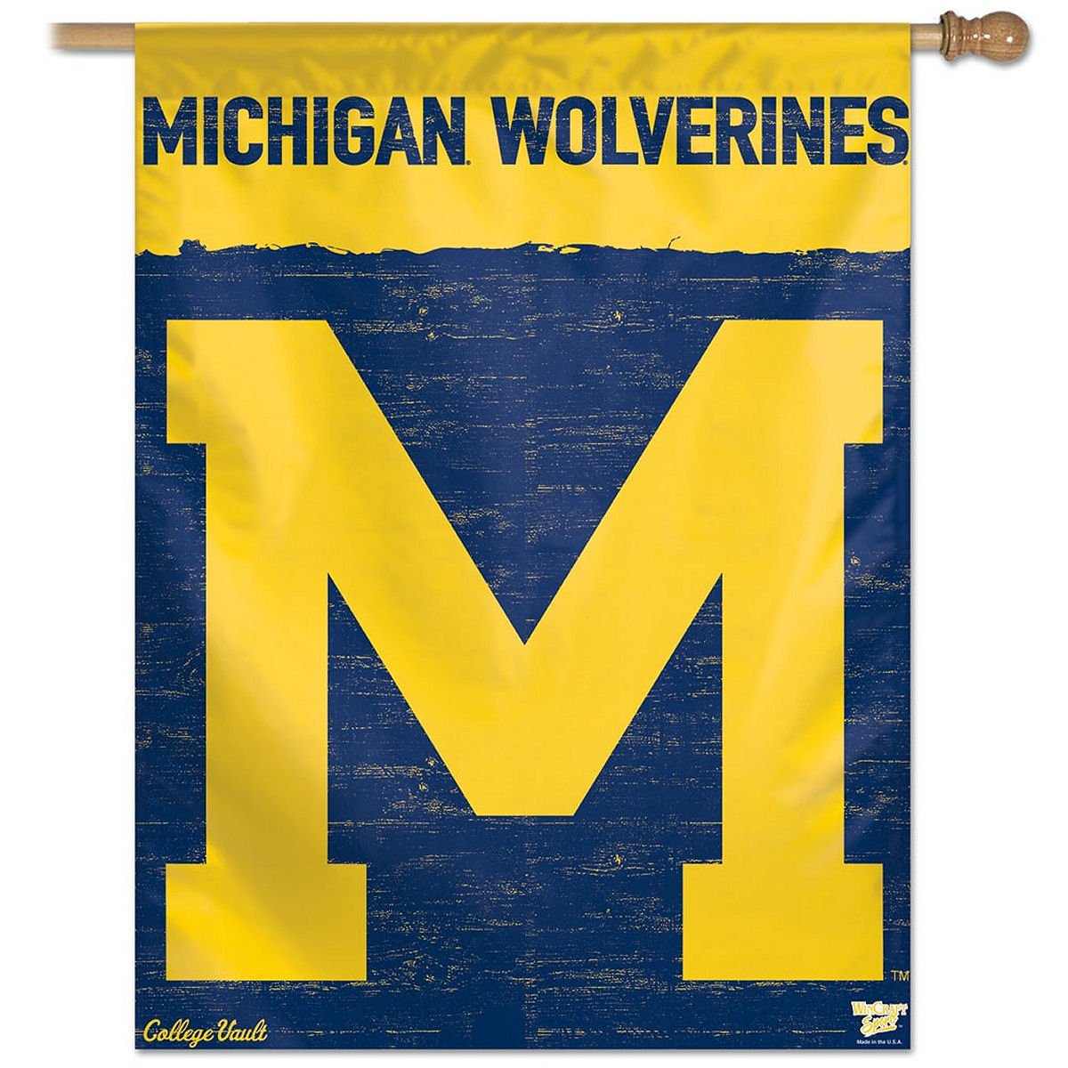 Wincraft NCAA Michigan Wolverines 27x37 Vertical Banner College Vault Design, Team Colors, One Size