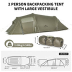 Naturehike Opalus Tunnel Tent With Vestibule, Waterproof 2-3 Person Backpacking Tent, Double Layer Tents For Camping