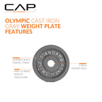 CAP Barbell Olympic 2-Inch Weight Plate, Gray, 35 LBS