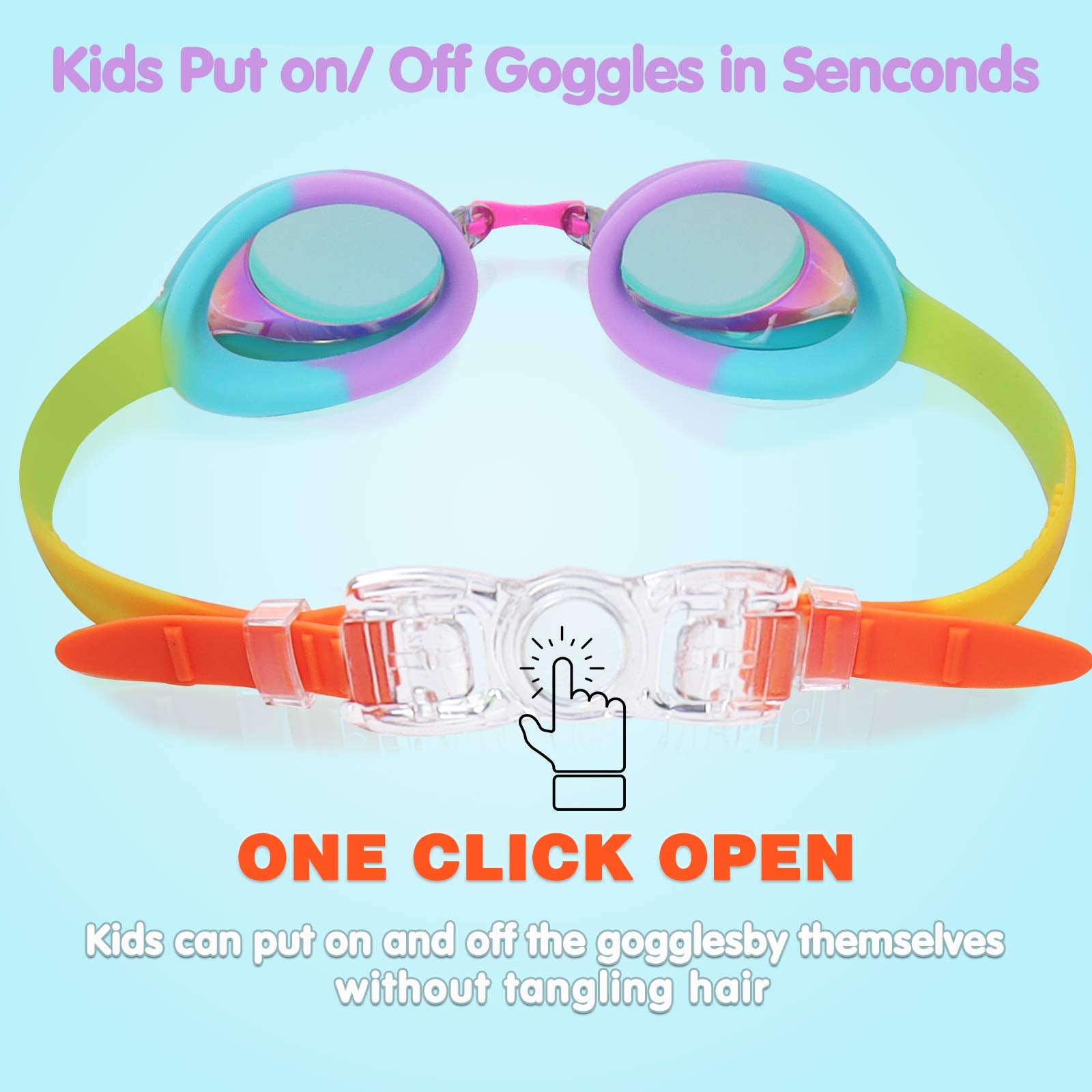Keary 2 Pack Kids Swim Goggles Swimming Goggles For Toddler Children Girls Boys Youth, Anti-Fog Waterproof Uv Protection No Glar