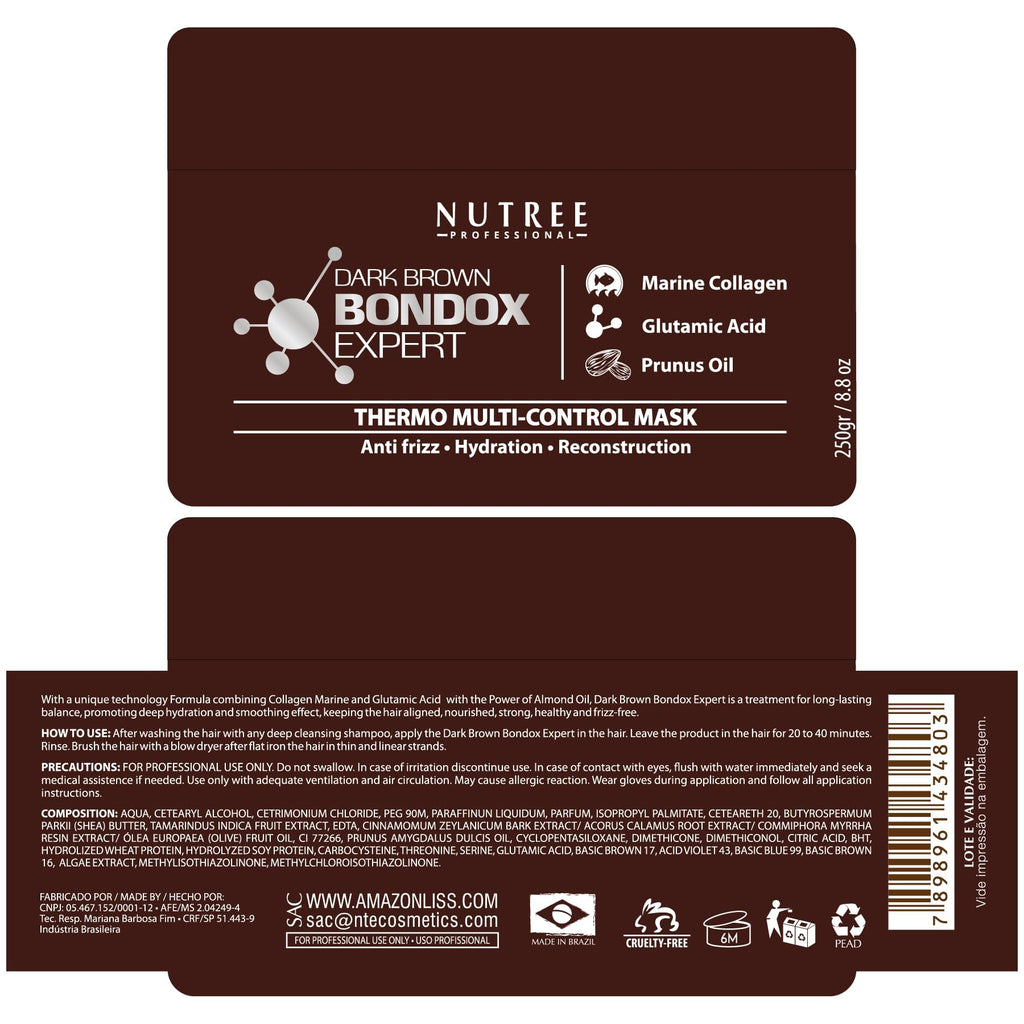 Hair Expert Color Depositing Mask - Dark Brown Color - Marine Collagen And Almond Oil - Formaldehyde-Free - Repairs The Hair Ela