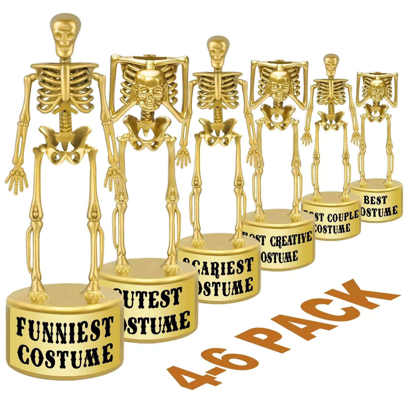 ORIENTAL CHERRY Halloween Party Supplies - 6 Pack Golden Best Costume Skeleton Trophies for Kids Adults Halloween Party Games De