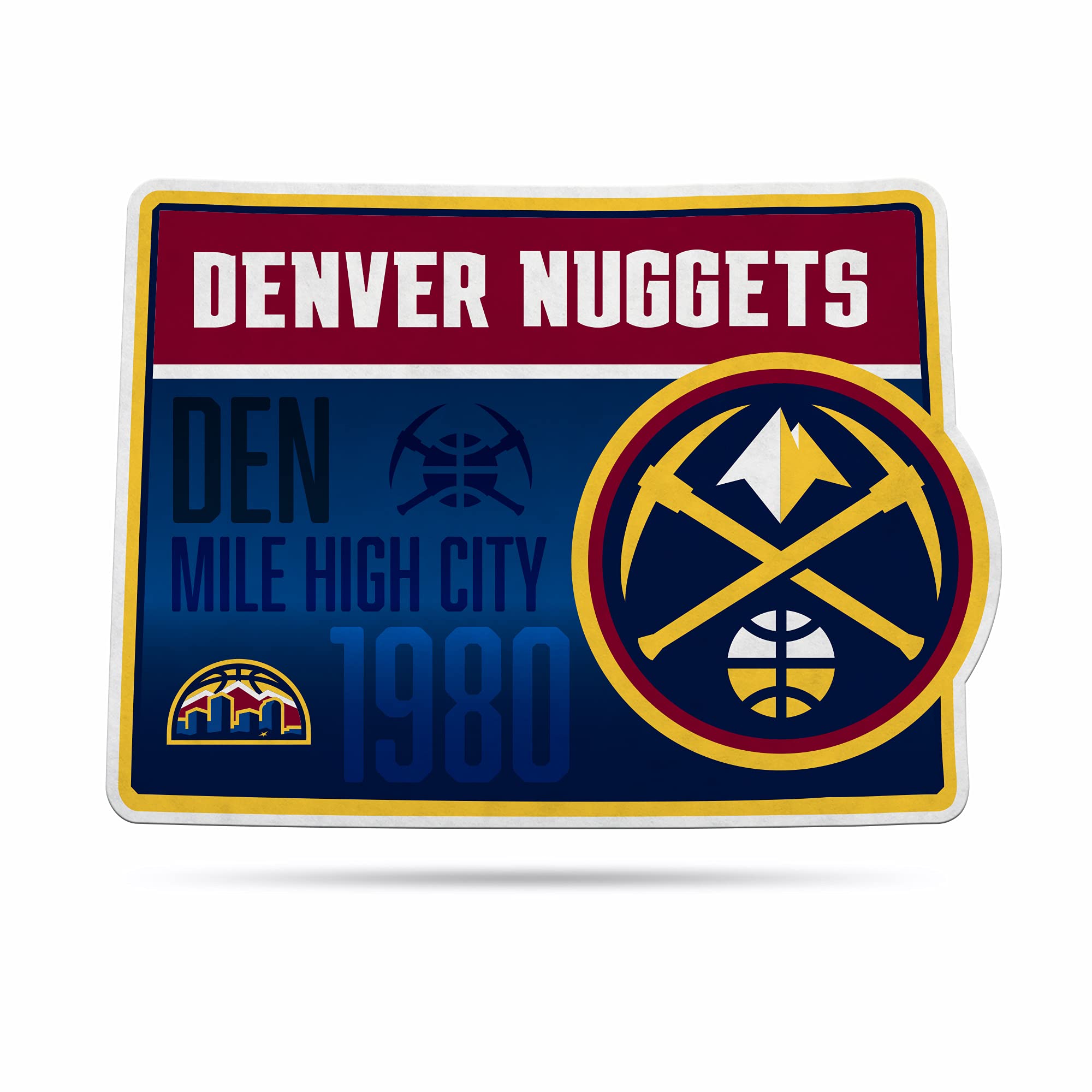 Rico Industries Nba Denver Nuggets State Shape Shape Cut Pennant - Home And Living Room D  Cor - Soft Felt Ez To Hang