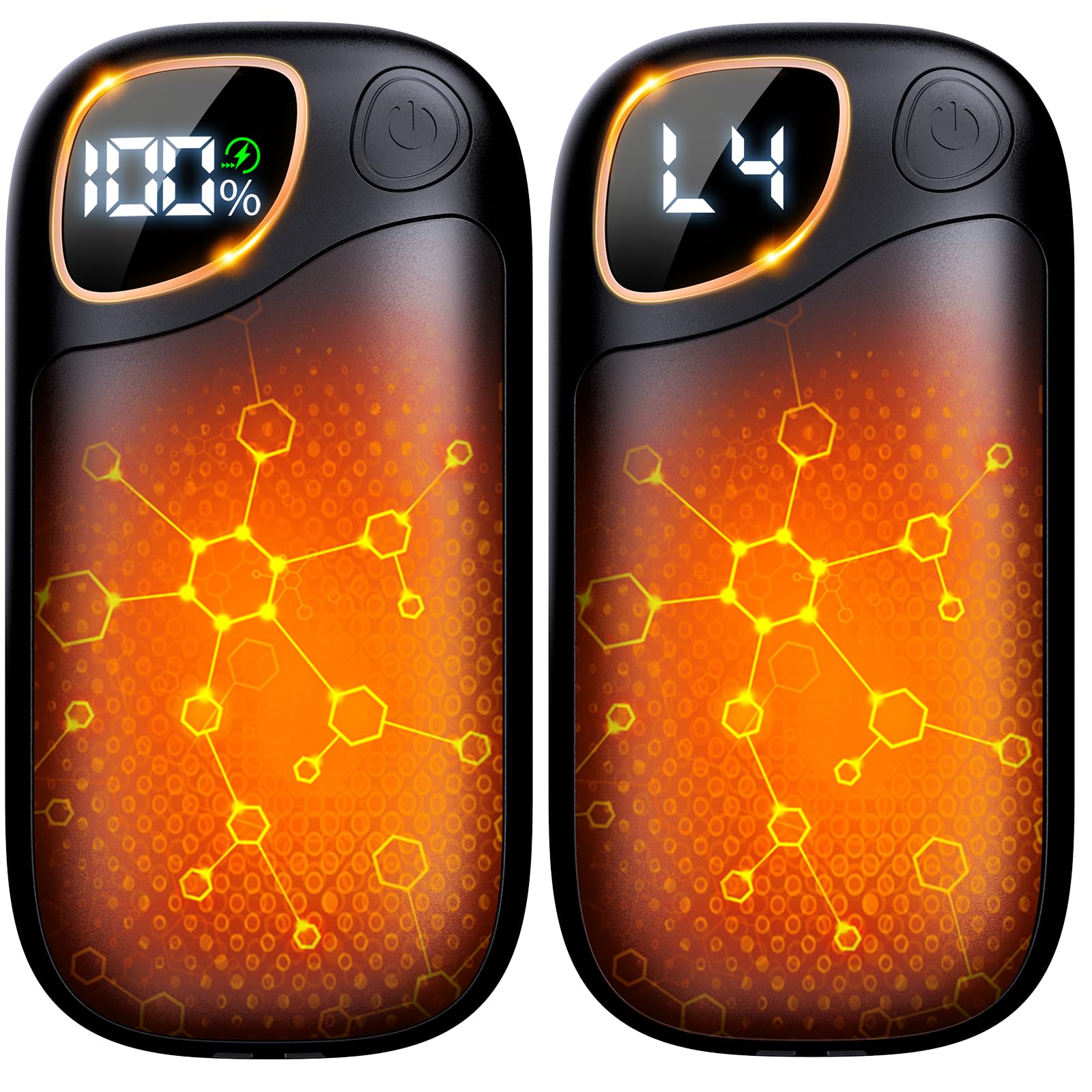 Hand Warmers Rechargeable - Electric Hand Warmers 2 Pack With Led Battery & Temp Display, Ai 4 Levels Heating Portable Electroni