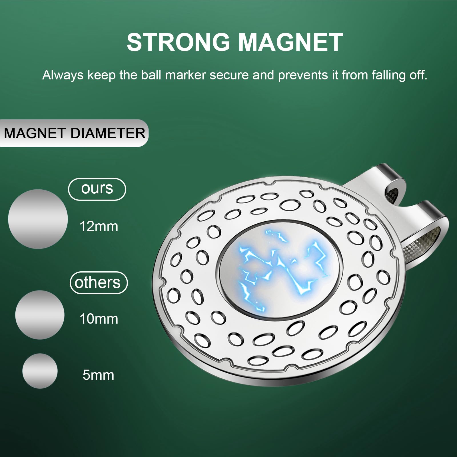 Magnetic Golf Hat Clip Golf Ball Aiming Marker Professional Golf Training Aids Accessories,6 Pieces (Sliver)
