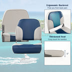 Goplus Low/High Back Boat Seats, Folding Boat Seat With Stainless Steel Screws & Aluminum Hinges, Thickened Sponge Padding, Wate